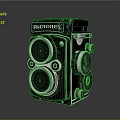 Vintage PHOTOREX Twin Lens Camera Electronic Device Featuring Black Silver Design and Knobs