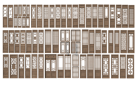 Chinese doors and windows 3d model