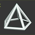 White Geometric Pyramid Frame Structure With Triangular Design And Reflective Surface