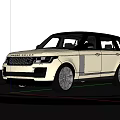 White Land Rover Range Rover SUV Featuring Black Wheels On Black Background With Reflective Floor