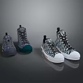 Trendy High Top Sneakers with Various Colors Designs Patterned Uppers and White Green Soles