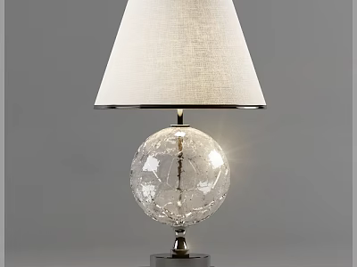 Modern Elegant Table Lamp With White Linen Shade And Clear Crystal Globe Base 3d model