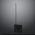 Black Square Electronic Cooling Fan Appliance With Long Rod Structure