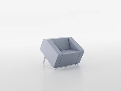 Modern Light Blue Single Sofa With Geometric Design And Metal Legs Fabric Upholstery 3d model
