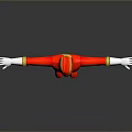 Red Action Figure Toy With Red Jumpsuit Gold Accents Helmet And Outstretched Arms