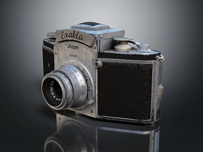 Vintage Exakta Varex Electronic Camera With Metal Leather Body And Lens 3d model