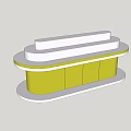 Modern Display Shelf with White Top Yellow Cabinet and Illuminated Base Design