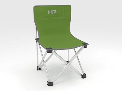 Green Folding Outdoor Chair With Metal Frame And FGZ Logo 3d model