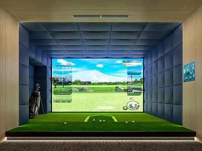 Indoor Golf Simulator for Fitness Training with Virtual Course Display and Green Practice Area 3d model