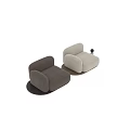 Beige Upholstered Leisure Chair with Curved Armrest Backrest and Wooden Base Modern Style
