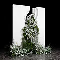 Modern Beautiful White and Green Simple Small Scenery 3d model