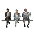 Modern multi-person white-collar sitting figure combination 3d model