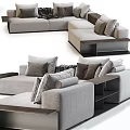 Modern L shaped Sectional Sofa with Gray Fabric Plush Cushions and Dark Base