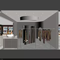 Modern Clothing Store Interior With Clothes Racks Mirror And Decorative Plant