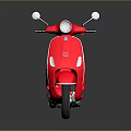 Shiny Red Classic Scooter With Black Seat Chrome Mirrors And Sleek Design
