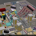 Colorful Playground Design Featuring Carousel Tents Balloons And Interactive Game Areas