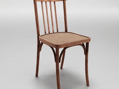 Solid Wood Leisure Chair With Slatted Backrest And Wooden Slat Seat 3d model