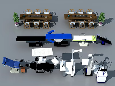 Essential Medical Devices Including Examination Tables Surgical Tools And Patient Chairs 3d model