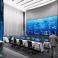 Science and Technology Command Hall of Modern Monitoring Room 3d model