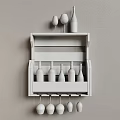 Wooden Wall Mounted Wine Rack With Red Wine Bottles And Hanging Glasses