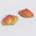 Golden Flaky Croissants Freshly Baked with Crispy Texture on White Background