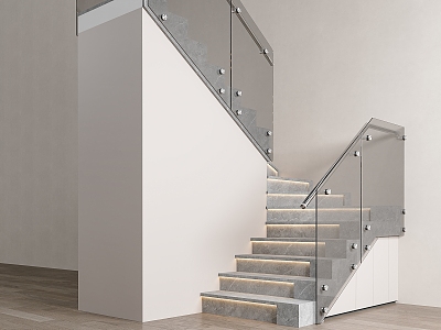 Modern Stairs Glass Handrail Stairs 3d model