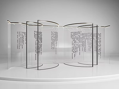 Book Magazine Transparent Curved Multi Page Display Stand with Text Content 3d model