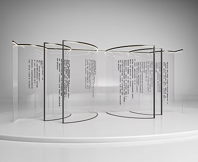 Book Magazine Transparent Curved Multi Page Display Stand with Text Content 3d model