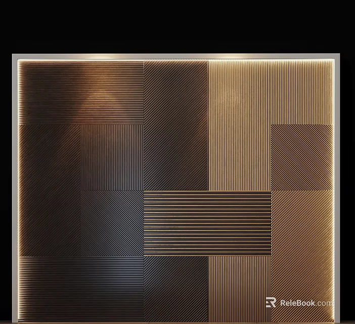 Elegant Modern Wall Decor Design With Geometric Patterns And Brown Gold Textured Tones 3d model