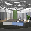Modern Lounge Area Interior Design With Circular Pendant Light Green Plants Sofa And Round Rug