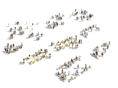 Groups of People Gathered in Open Public Space With Various Small Clusters And Scattered Crowds 3d model