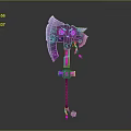 Fantasy Glowing Axe Weapon Design With Purple Pink Accents And Intricate Patterns