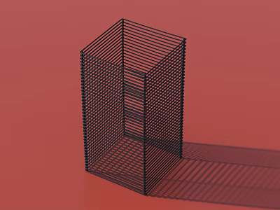 3D Black Wireframe Geometric Structure On Red Background With Shadow Effect 3d model