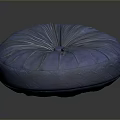 Blue Round Pleated Cushion With Center Button For Home Seating Decor 3d model