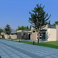 Modern Post Station Complex With Green Trees And Road Layout Design 3d model