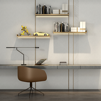 Modern desk bookshelf shelf 3d model