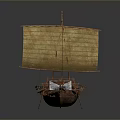 Traditional Wooden Sailing Boat Model With Bamboo Sail And Intricate Hull Structure