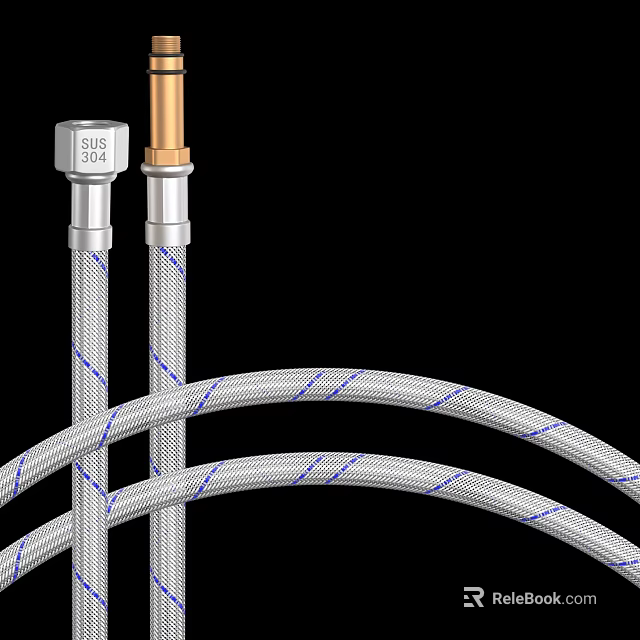 Bathroom Accessories SUS 304 Stainless Steel Braided Hoses With Metal Fittings 3d model 