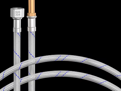 Bathroom Accessories SUS 304 Stainless Steel Braided Hoses With Metal Fittings 3d model