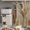 Modern Tableware Set with Kettle Coffee Machine Storage Jars Mugs and Decorative Plants