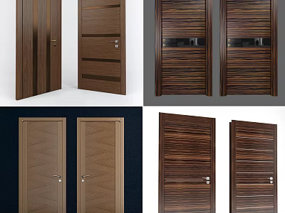 Modern Wooden Hinged Doors With Various Wood Grain Designs For Interior Use 3d model