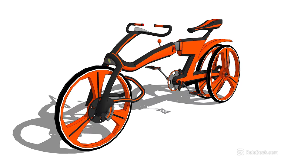 Modern Stylish Bicycle With Orange And Black Frame And Large Wheels Contemporary Urban Design 3d model 
