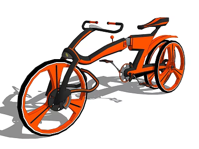 Modern Stylish Bicycle With Orange And Black Frame And Large Wheels Contemporary Urban Design 3d model