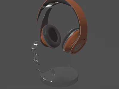 Modern Over Ear Brown Black Headphones With Transparent Display Stand Audio 3d model