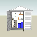 Public Facility Storage Shed Containing Gardening Tools Ladder Bins And Potted Plants