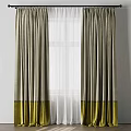 Two Tone Beige And Yellow Curtains With White Sheer For Window Decoration