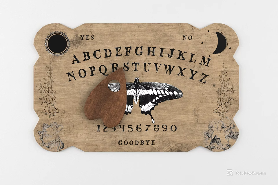 Vintage Paper Label With Letters Numbers Butterfly YES NO And Goodbye Text 3d model 