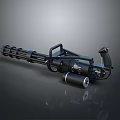 Black Machine Gun with Multiple Barrels Metal Handle Tactical Design and Compact Structure 3d model