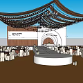 Elegant Banquet Hall Interior With Decorative Lights Flower Arrangements And Archway Design