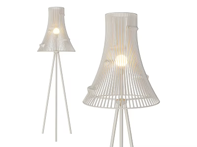 Modern White Floor Lamps With Tripod Base and Woven Illuminated Shade 3d model